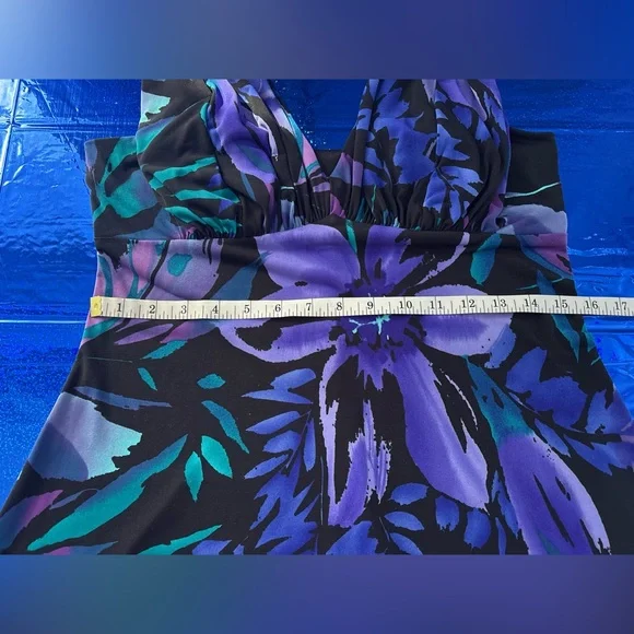 Connected Apparel Black Purple and Blue Floral Dress - Picture 8 of 11